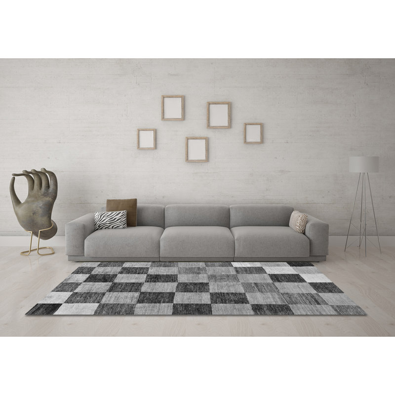 Performance Checkered Indoor Rug, Square 3'
