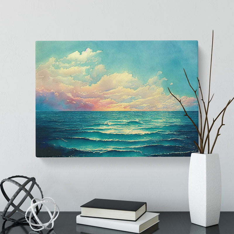 Ocean Watercolour Vol.4 - Wrapped Canvas Print, 35cm H x 50cm W x 3cm D