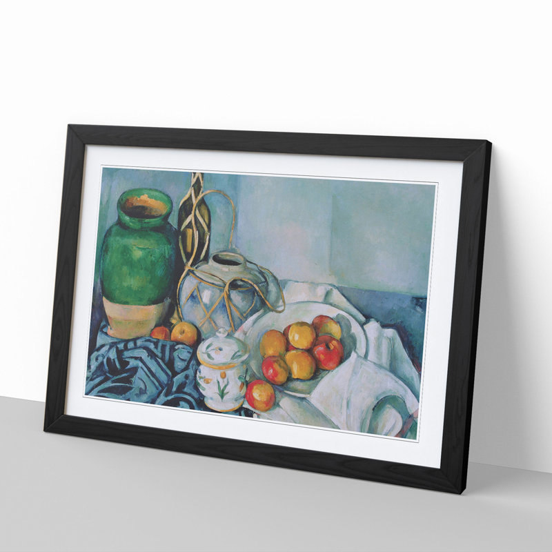 Still Life with Apples Vol.1 by Paul Cezanne - Picture Frame Painting, 48cm H x 65cm W x 2cm D, Black