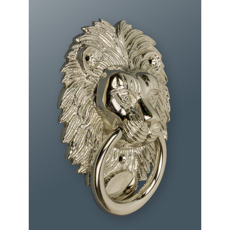 Brass Lion Door Knocker, Nickel