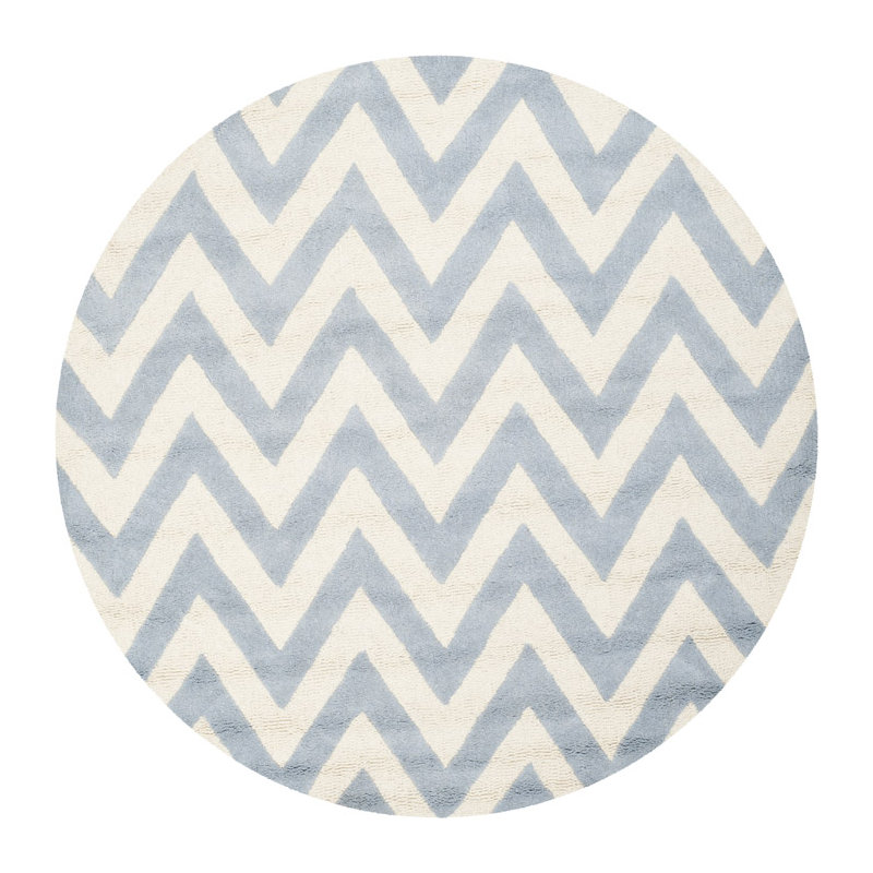Sanyla Hand Tufted Wool Chevron Rug, Round 6'