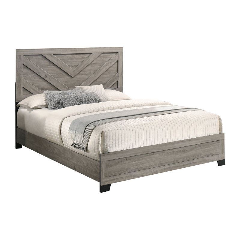 Granville Wooden Panel Bed In Light Gray, Queen