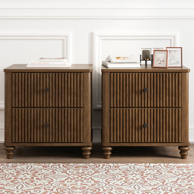 Ensemble de table de chevet cannelée 2 pièces