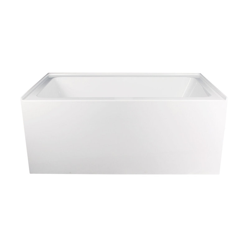 Baignoire en alcôve gauche de 60 po avec trop-plein Brio, Blanc mat, Droite