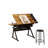 Wood Drafting Table And Stool Set, Adjustable Height Drawing Table Artist Desk With 2 Storage Drawers 