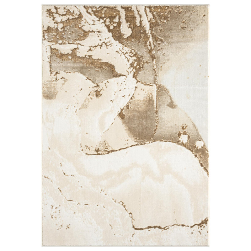 Nason Collection Abstract Beige/Cream Area Rug,, Rectangle 2'1" x 3'2"