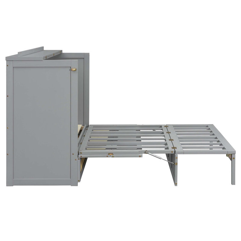 Lit escamotable peu encombrant avec grands tiroirs de rangement, idéal pour les espaces de vie modernes et efficaces, gris