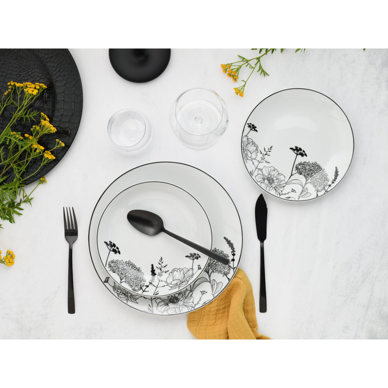 Luna Piece Porcelain China Dinnerware Set - Service for 6