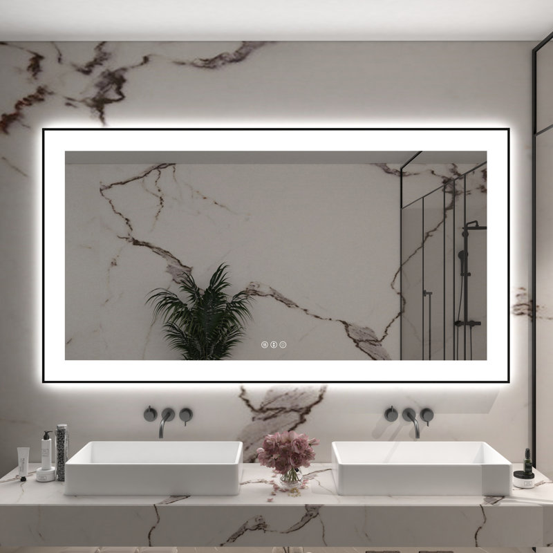 Dokes Black Framed  LED  Bathroom Vanity Mirror passed ETL, 30" x 55"