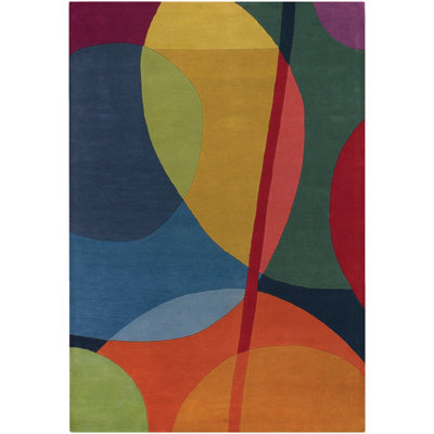 Bense Authentic Hand-Tufted Handmade Red, Blue, Green, Yellow, Orange  Purple Modern Classic Geometric Wool Area Rug