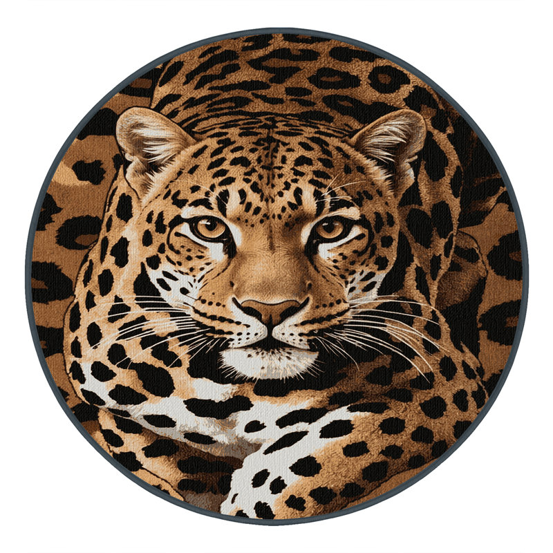  Tapis léopard lavable lavable, Rond 4 pi