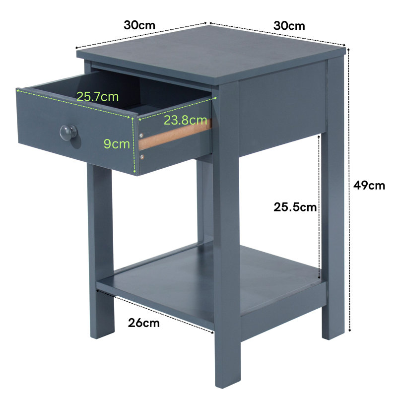 Sanford Petite 1-Drawer Blue Bedside Table, Premium End Table, Blue