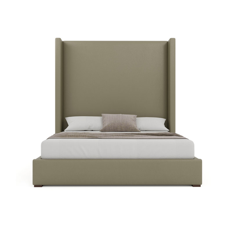 Esparto Plain Eco-Leather High Bed, King, Stone