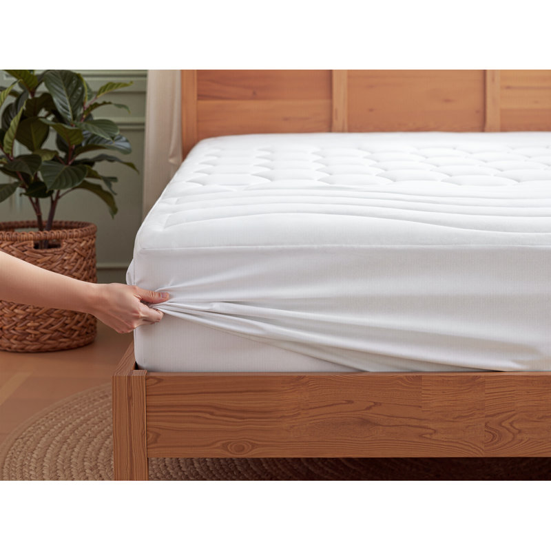 Mattress Pad - Quilted Fitted Mattress Topper Protector with Deep Pocket, Full, White