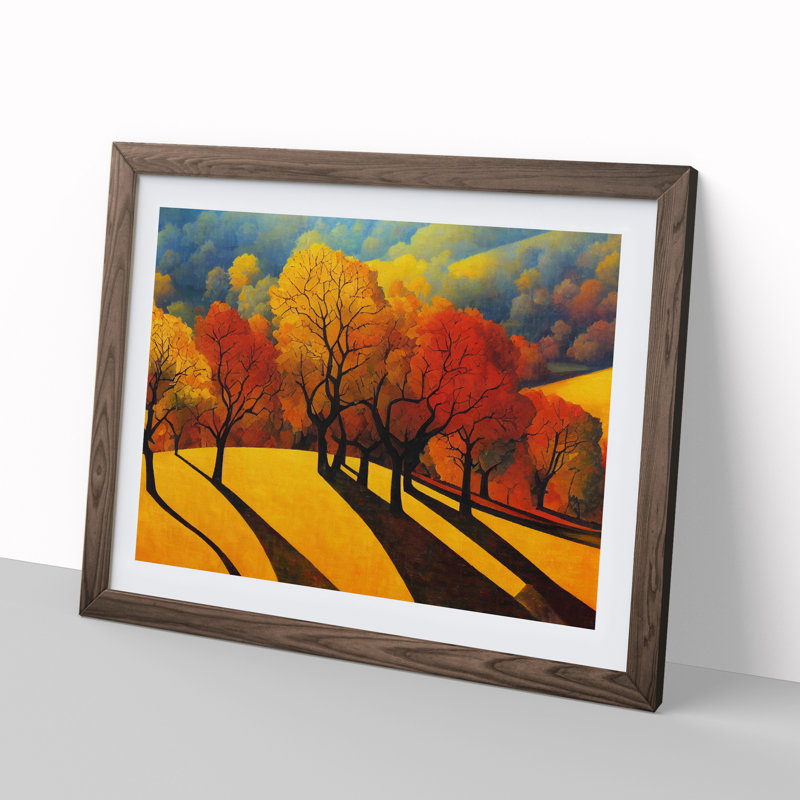 Evocative Autumn Forest - Framed Print, 25cm H x 34cm W x 2cm D, Walnut