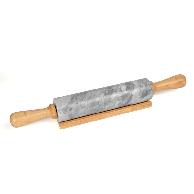 Rouleau à pâtisserie L 18 po avec poignées et berceau en bois de marbre Creative Home Deluxe