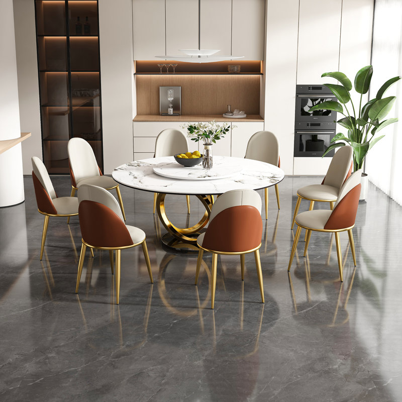 Ensemble de salle à manger élégant en pierre frittée rotative, parfait pour les espaces compacts