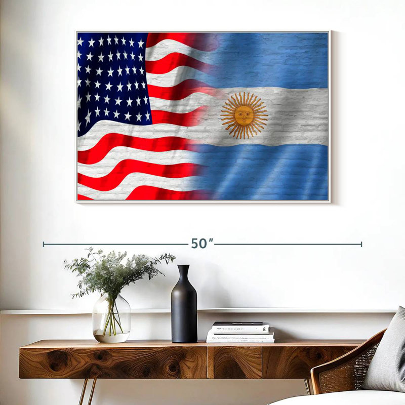 États-Unis et l'Argentine Molesley, Cadre flottant blanc, 40 po x 27 po