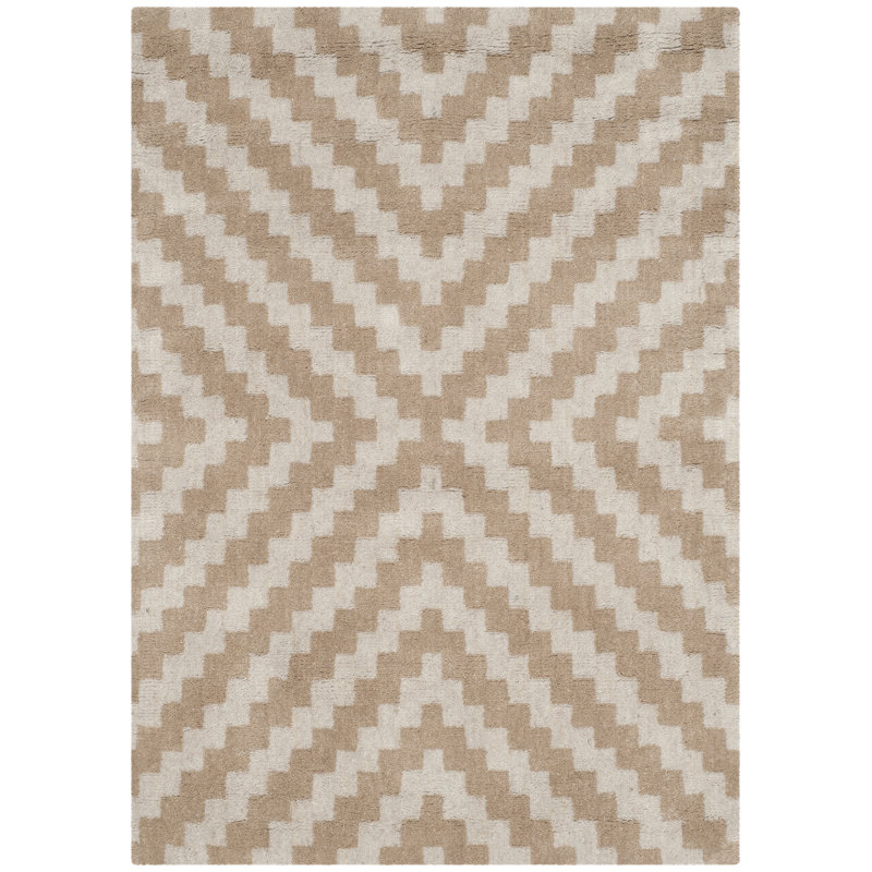 Sanyla Hand Tufted Wool Chevron Rug, Rectangle 2' x 3'
