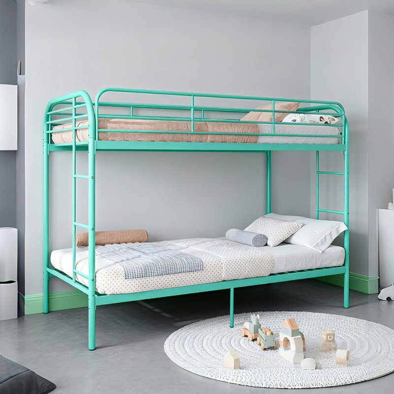 Lit en métal peu encombrant avec 2 échelles de style moderne pour chambre d'enfant