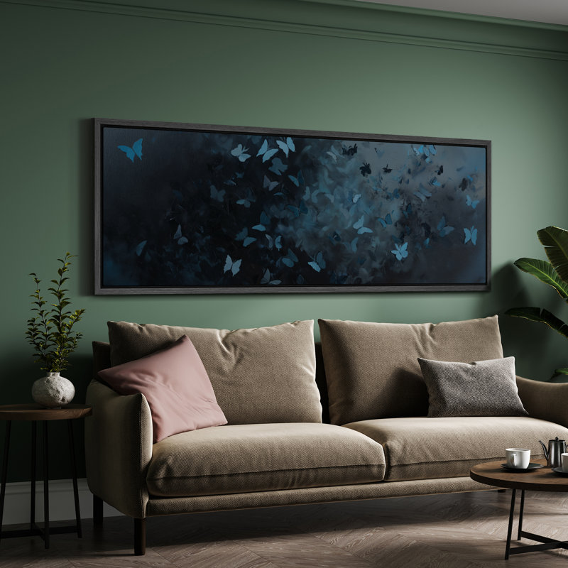 Impression sur toile encadrée surdimensionnée de décorations murales encadrées bleu marine foncé, H 20 po x l 60 po