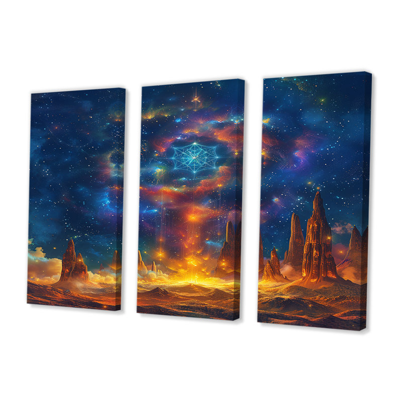 Ensemble de salon art mural Magic Crystal, H 28 po x l 36 po x P 1 po, Toile tendue