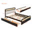 Grand lit plateforme en bois avec lit gigogne et 2 tiroirs, espresso