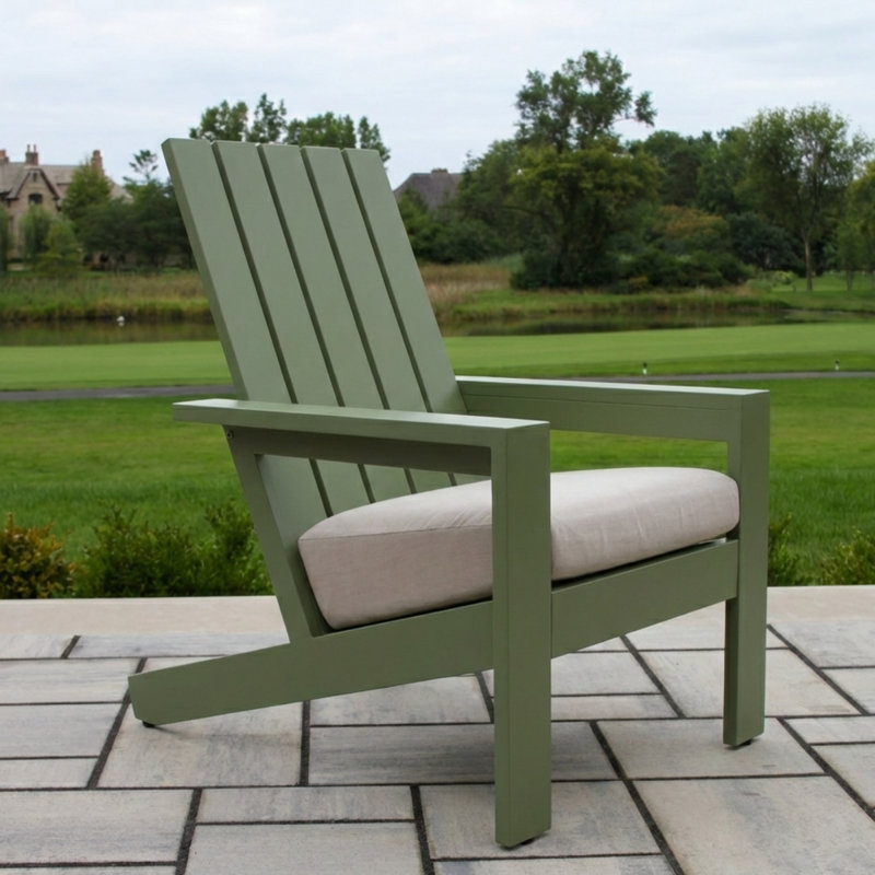Rhys Green Aluminum Adirondack With Sunbrella Cushion, Green