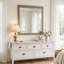 Miroir de coiffeuse Anna, cadre en bois gris patiné, carré de 40 pouces