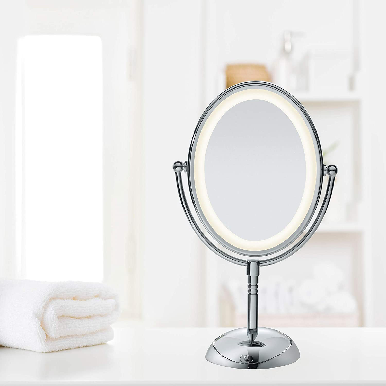 Ehrmann Aura Tri Tone Round Vanity Mirror with Table Stand, LED Makeup  Mirror with 360 Degrees Rotatable