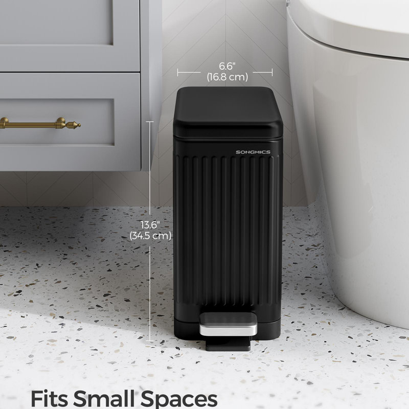 Poubelle de salle de bain en acier inoxydable 2,6 gallons résistante à l'humidité, Noir, noir, noir, noir
