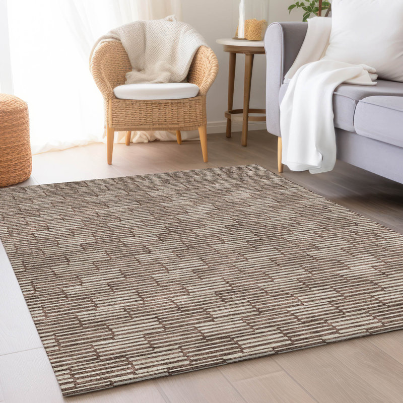 Premium Machine Washable Prisco Brown Rug, Rectangle 10' x 14'