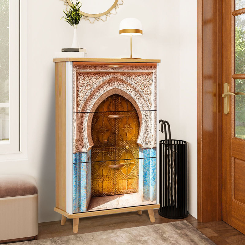 Shoe Storage Cabinet with 3 Flip Drawers for Architectural details doorways Morocco Shoe Rack Storage Organizer