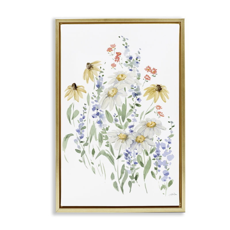 Toile flottante encadrée «Soft Summer Garden» par Katrina Pete, H 31 po x l 21 po, Cadre flottant métallique doré