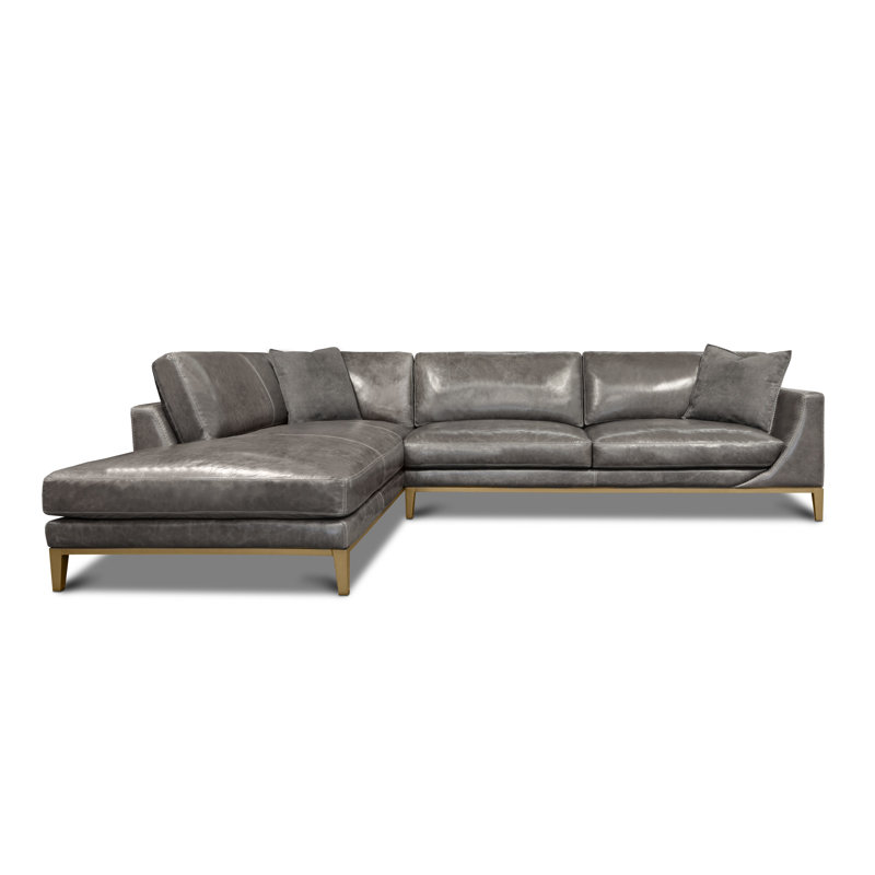 Hudson Upholstered L-Shaped Sectional Reversible, Left Hand Facing, Wolf Cartier Genuine Leather