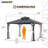 Sunjoy Hardtop Gazebo 11 x 13 ft. Outdoor Patio Black Metal Gazebo, Double Tiered Gazebo with Ceiling Hook and Mesh Netting
