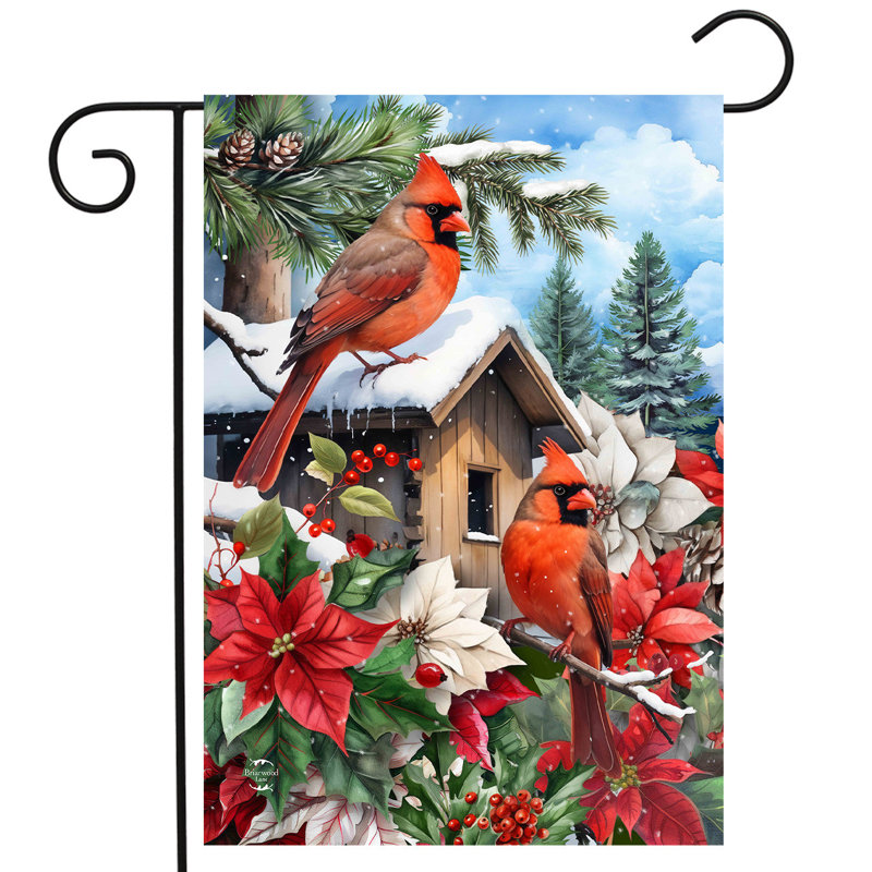 Drapeau de jardin Cardinals and Poinsettias