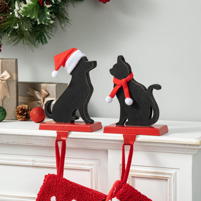 Black Cat and Dog Christmas Stocking Holder