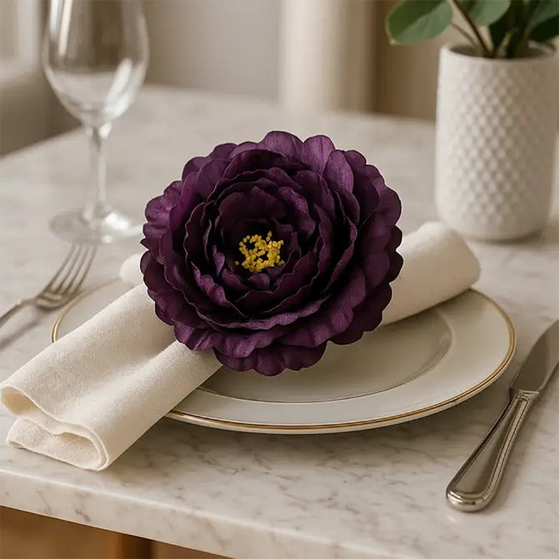 Linen Napkin Ring, Eggplant