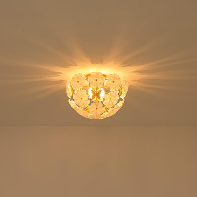3-Light Modern White Glass Flower Flush Mount