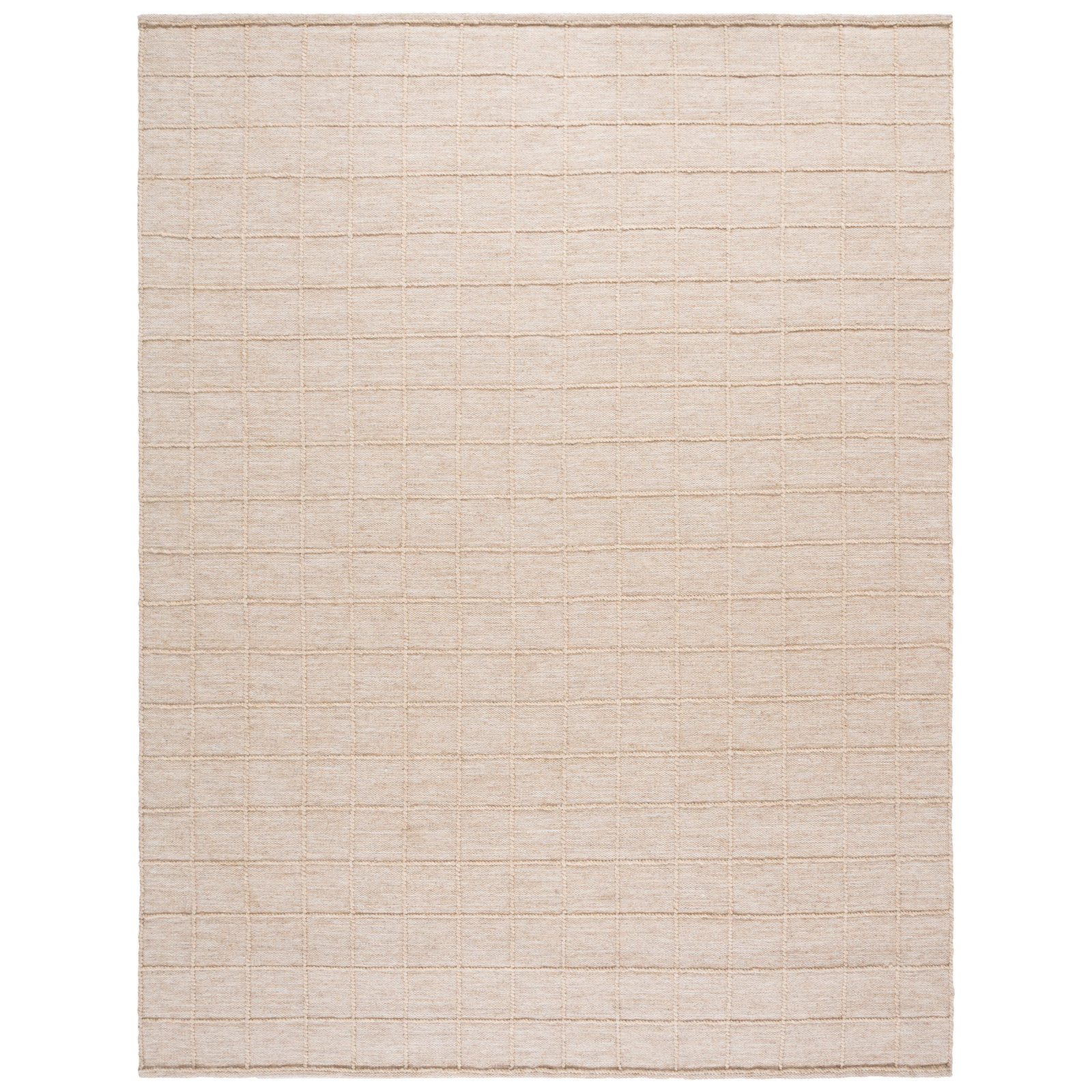 Beige Hand-Woven Geometric Wool Rug, Rectangle 8' x 10'
