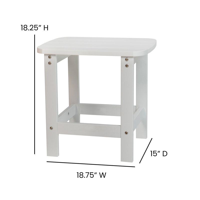 Baltazar All-Weather Poly Resin Wood Adirondack Rocking Chairs with Side Table, White
