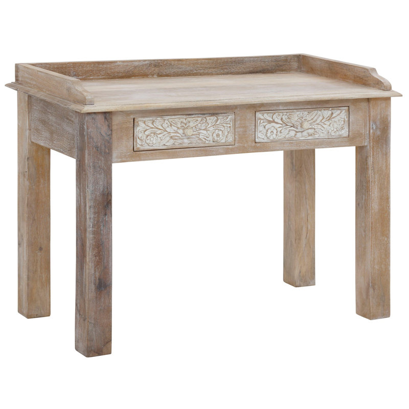 Ashlee Solid Wood Writing Desk, Light Brown