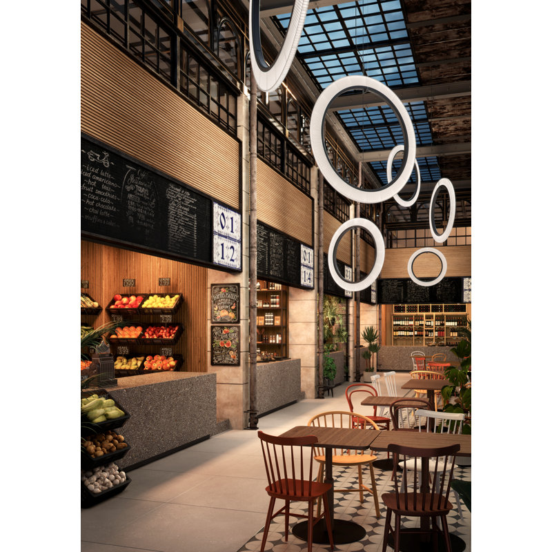 Roda 1 - Light Brown LED Single Pendant, White Ribbon