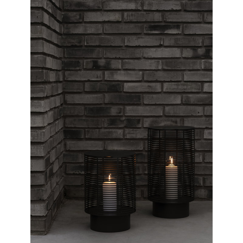OLEA Lantern Candle Holder - Indoor / Outdoor, 14.8" x 10.2" W x 10.2" D, Gunmetal Metallic