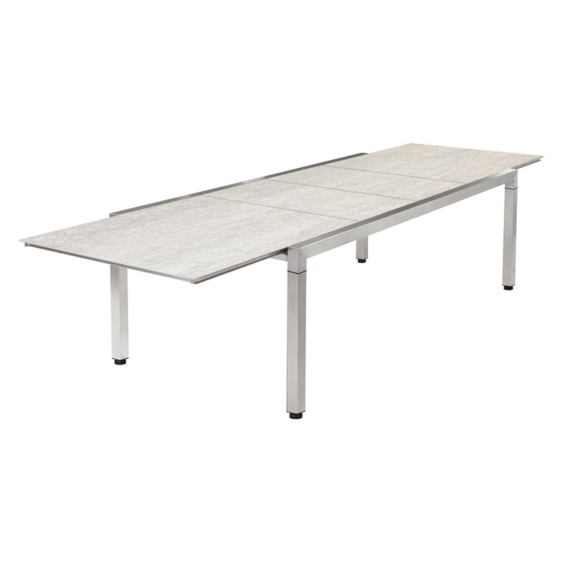Equinox Extending Dining Table, Frost Ceramic