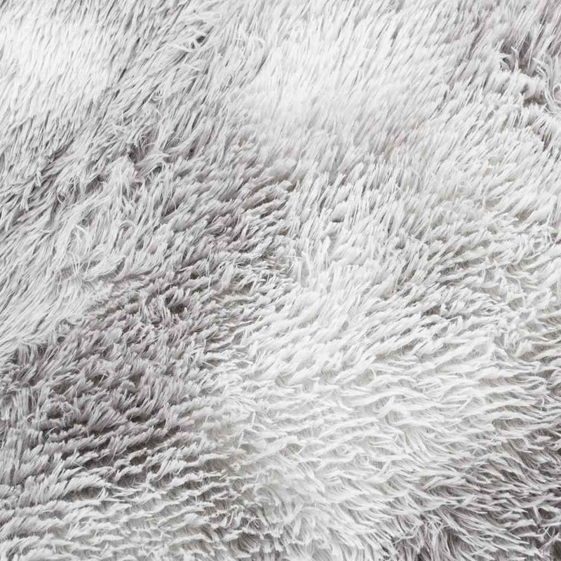 Shaggy Rug High Pile NAVARRA Light Grey Polyester, Round 100cm