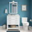 Meuble-lavabo simple autoportant Sobhi de 31 po avec dessus en marbre véritable et lavabo en céramique, blanc-1732036241