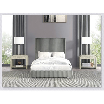 Gray Color Contemporary 1Pc Bed Fur Chenille Fabric Mattress Ready
