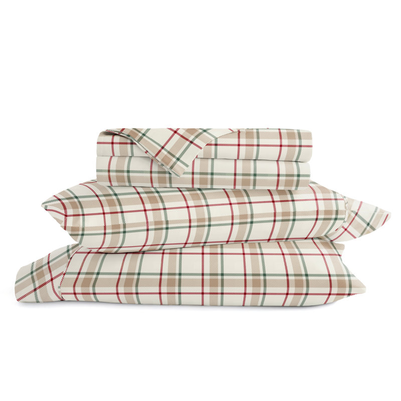 Ensemble de draps des Fêtes, motif de Noël renne, literie pour très grand lit, King Sheet Set with 2 Pillowcases